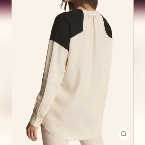 Reiss Addison wool blend colorblock button down V-neck cardigan blouse top 8 - Picture 3 of 16
